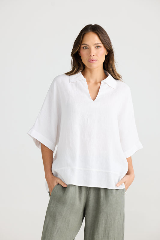 Wander Top White Linen by The Shanty