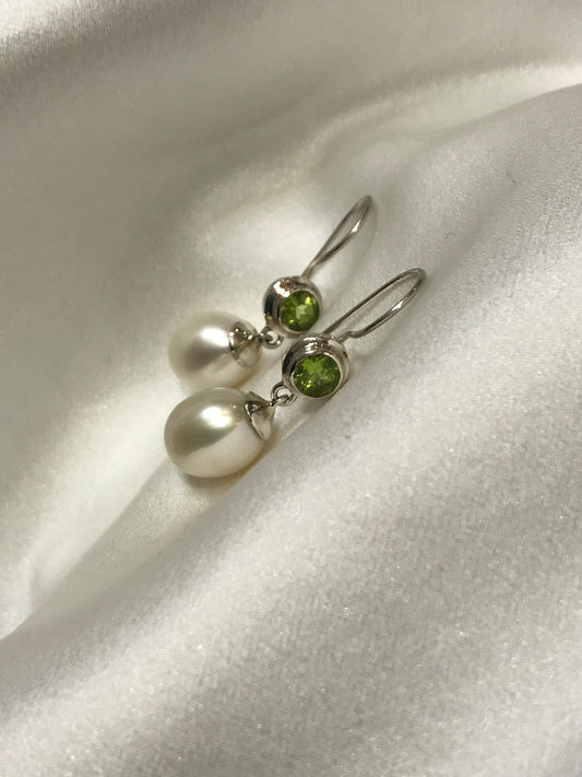 Peridot & Pearl Earrings by Melanie Woods