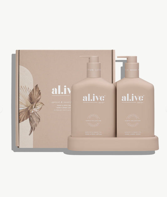 Alive Body Wash & Lotion Duo + Tray - Apricot & Sweet Fig