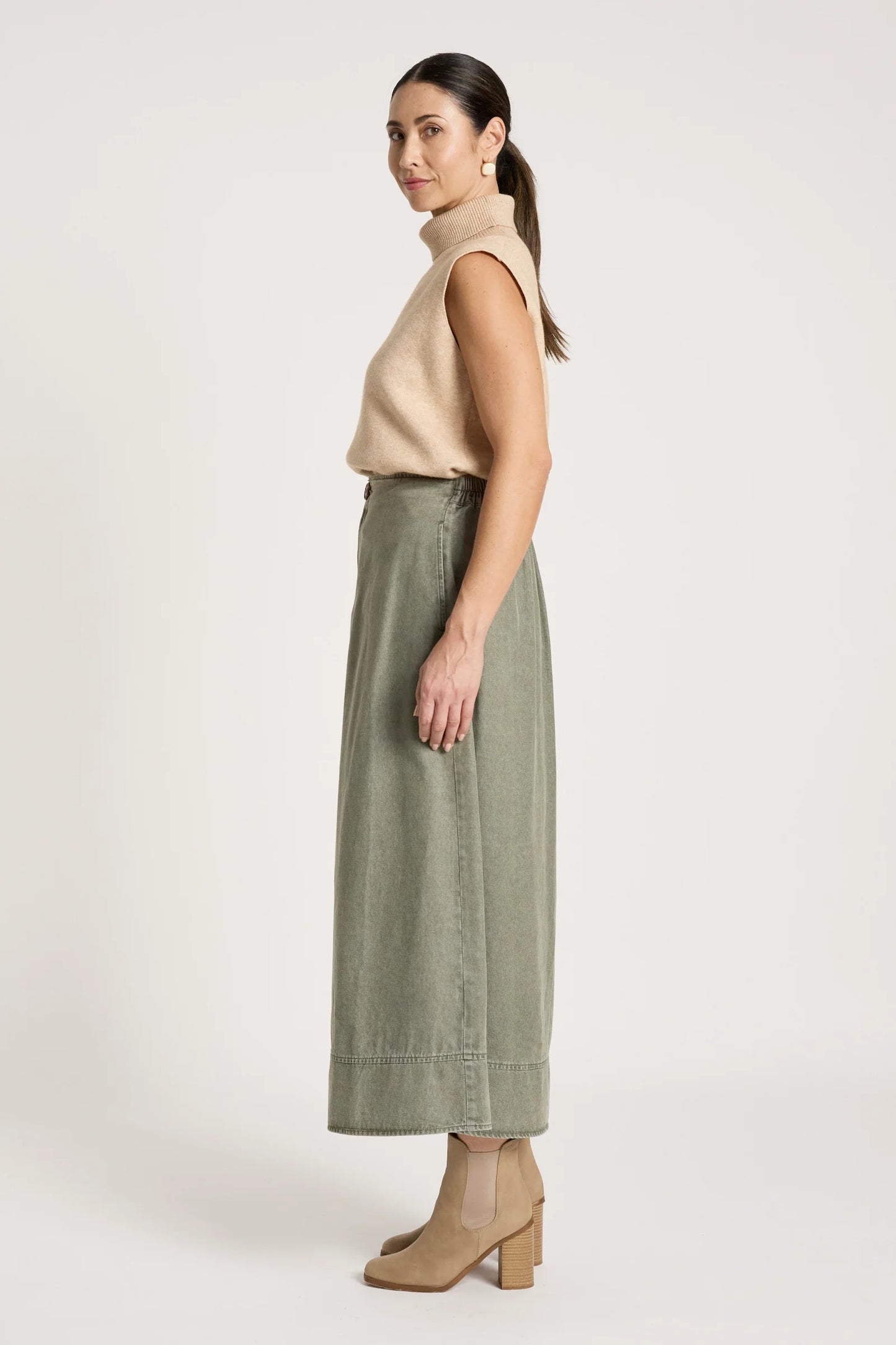 BODHI DENIM SKIRT - OLIVE by Eb&ive