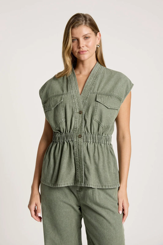 BODHI DENIM VEST - OLIVE by Eb&ive