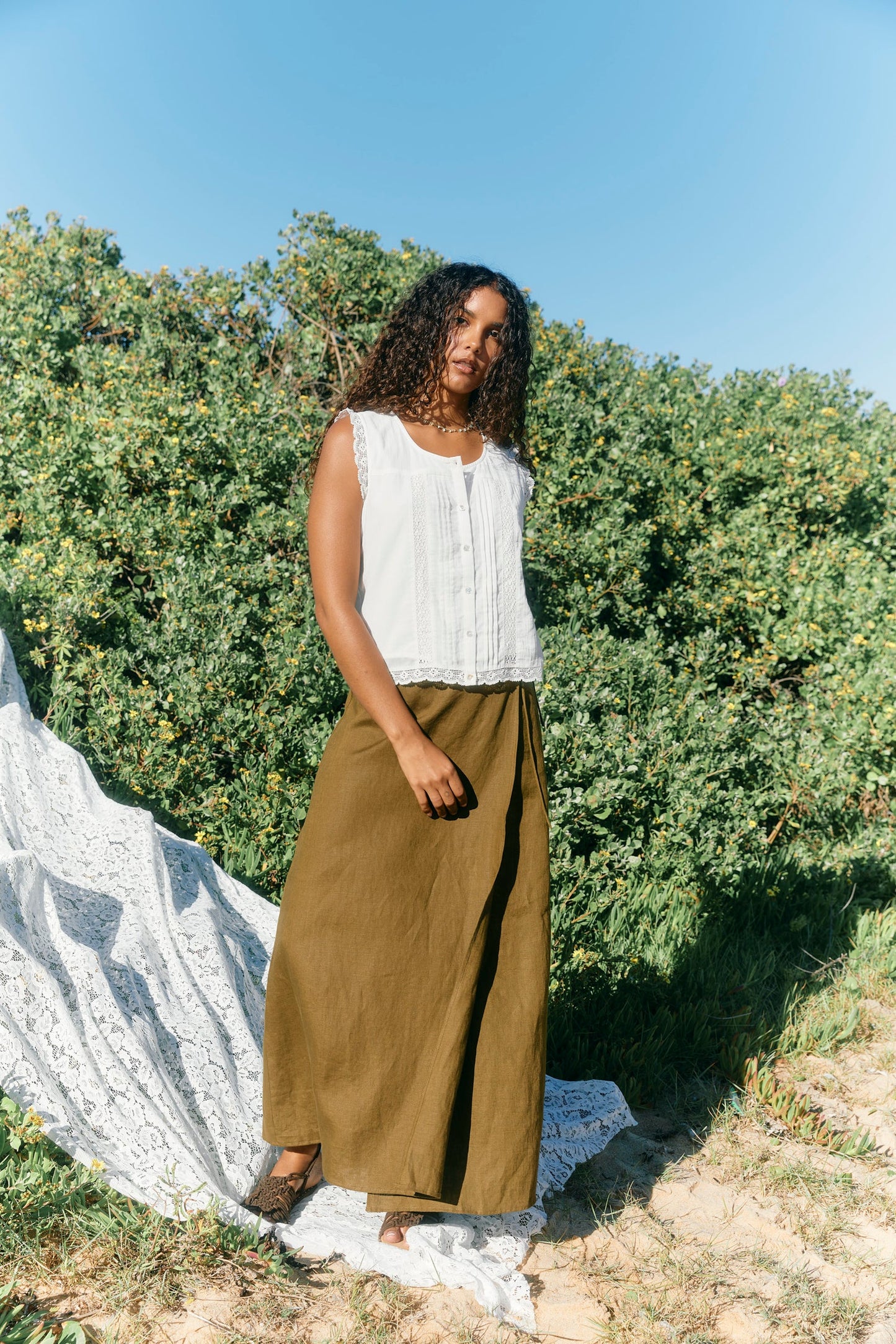 Anita Wrap Skirt - Olive by isle of mine