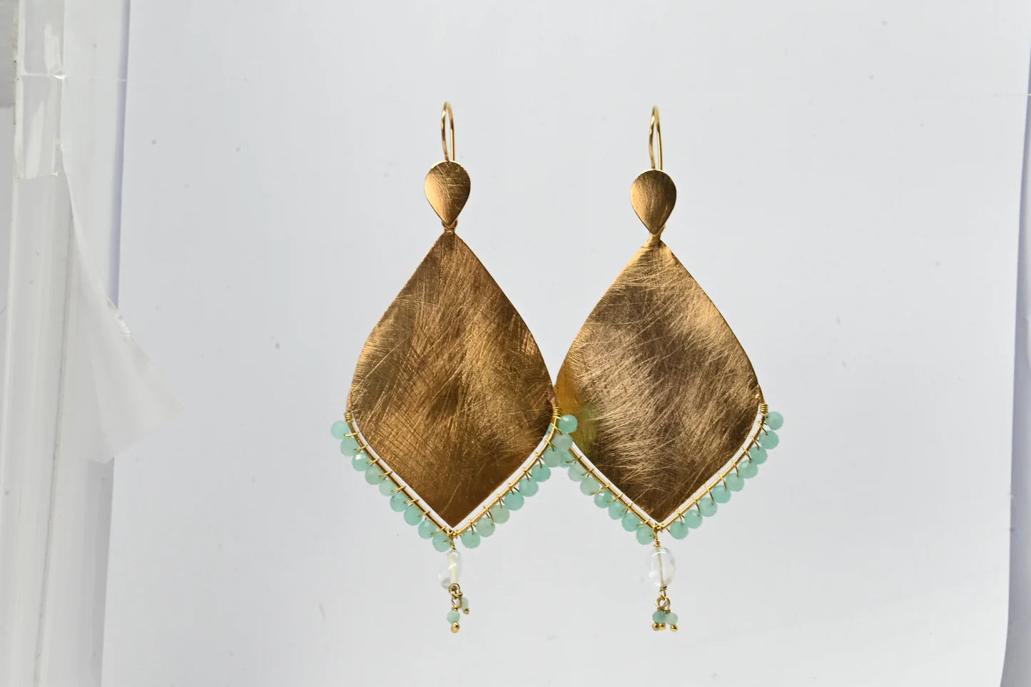 Euro Gold Gemstone Marquis Earrings - Chalcedony by Melanie Woods
