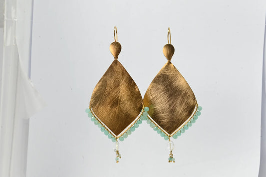 Euro Gold Gemstone Marquis Earrings - Chalcedony by Melanie Woods