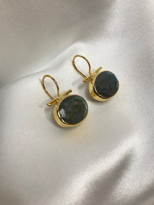 Euro Gold Green Onyx Earrings by Melanie Woods