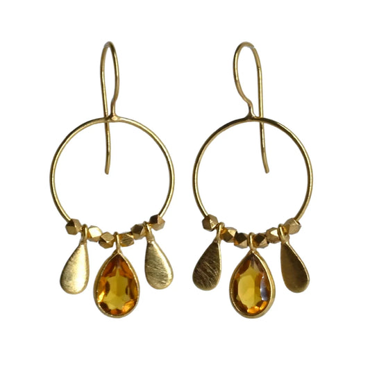 Euro Gold Gemstone Drop Earrings - Brandy Topaz by Melanie Woods