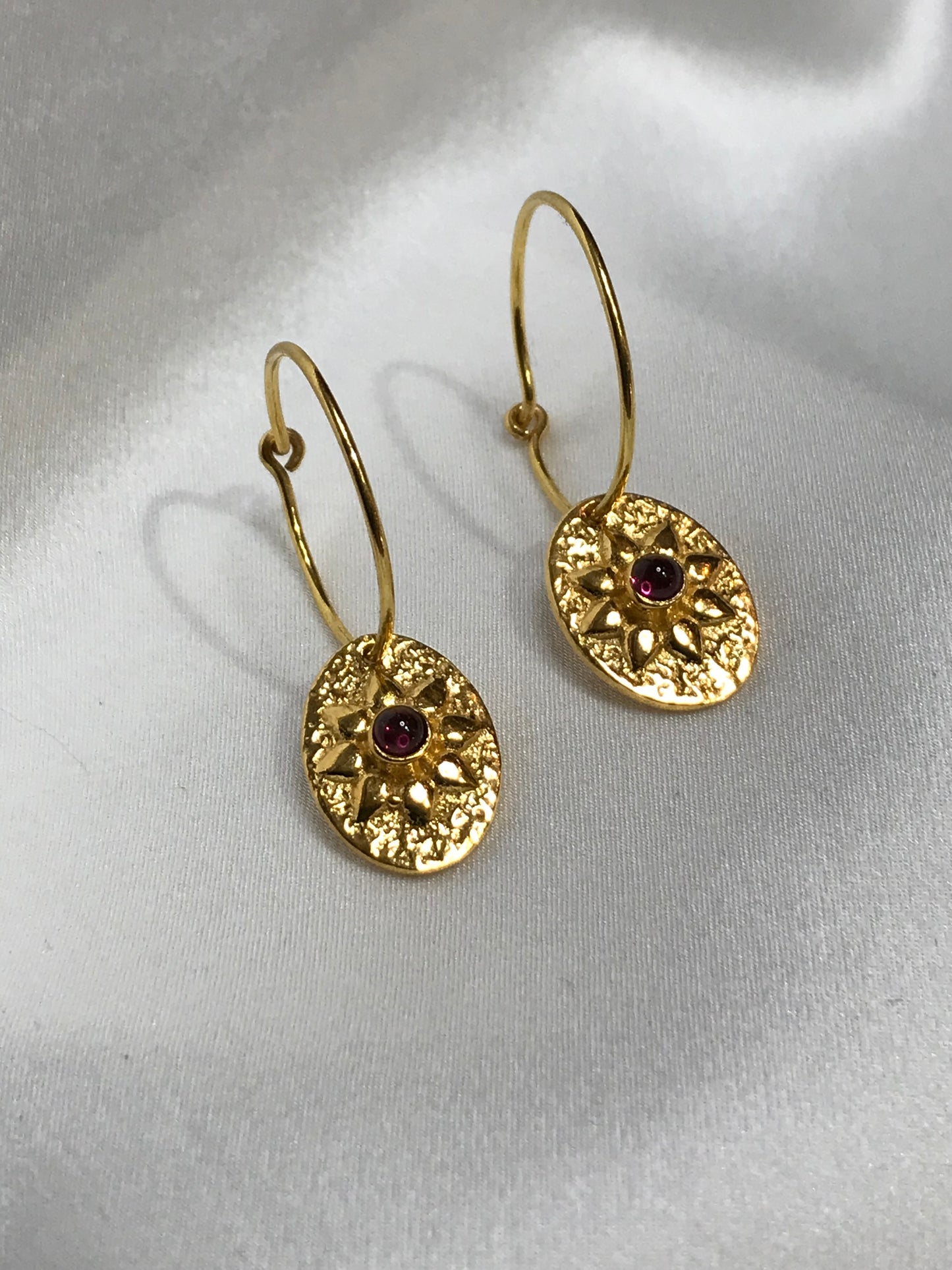 Euro Gold Flower Motif Hook Earrings by Melanie Woods