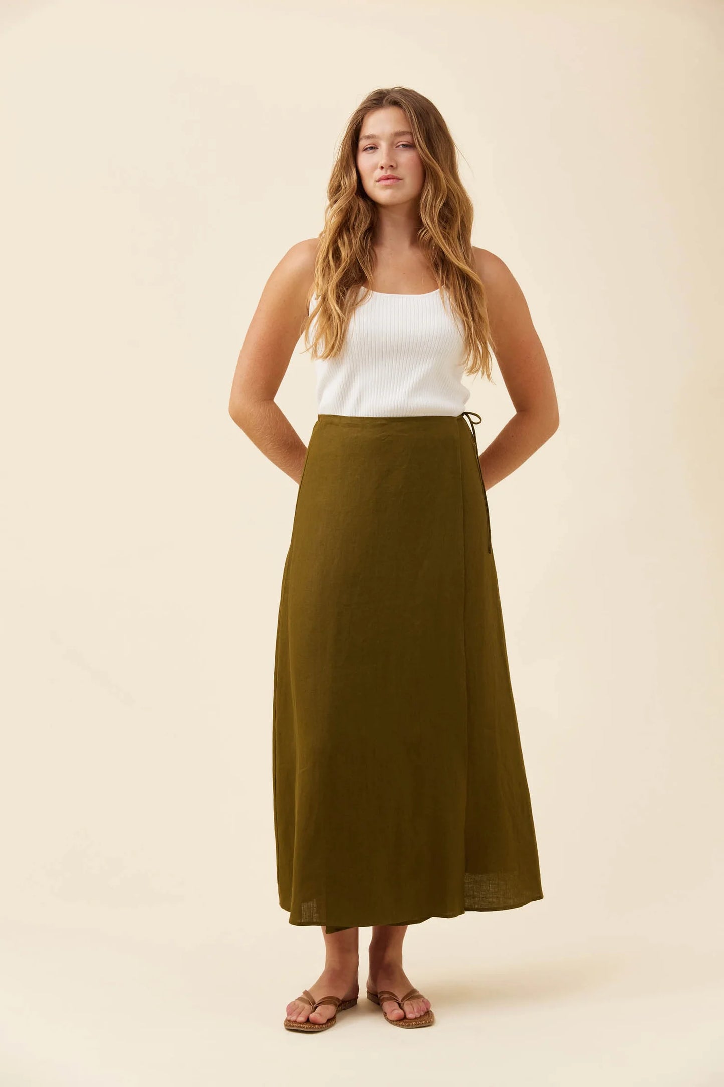 Anita Wrap Skirt - Olive by isle of mine