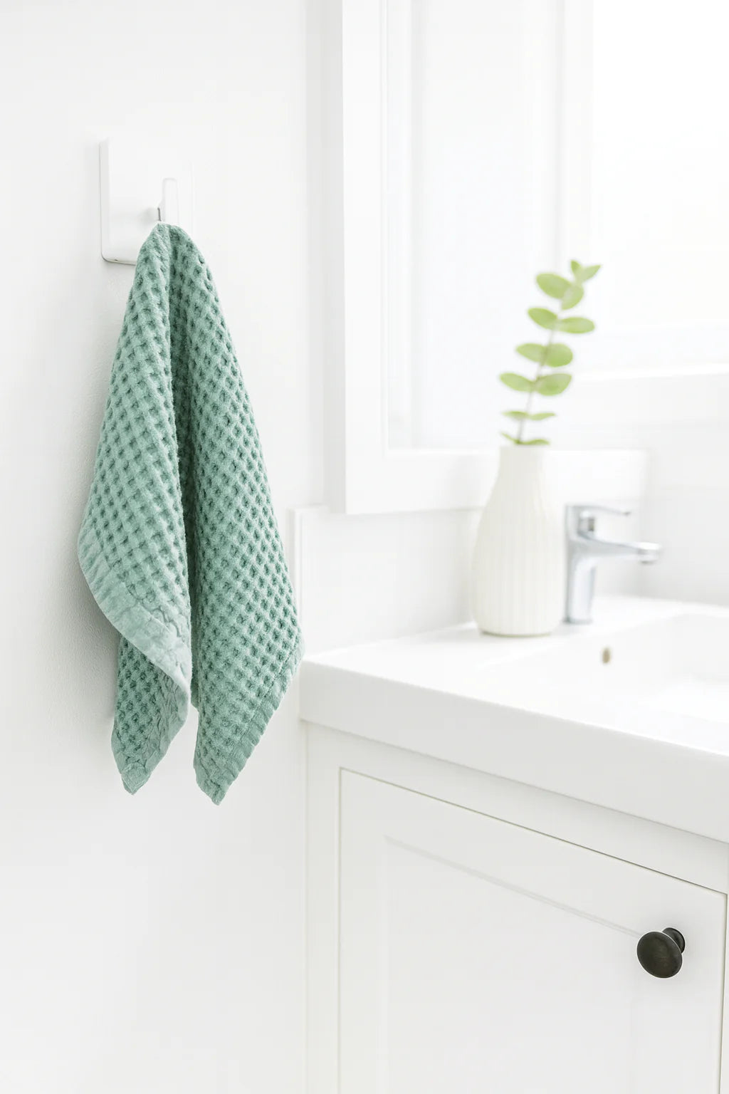 100% Organic Cotton Rustic Waffle Face Cloth - Sea Green