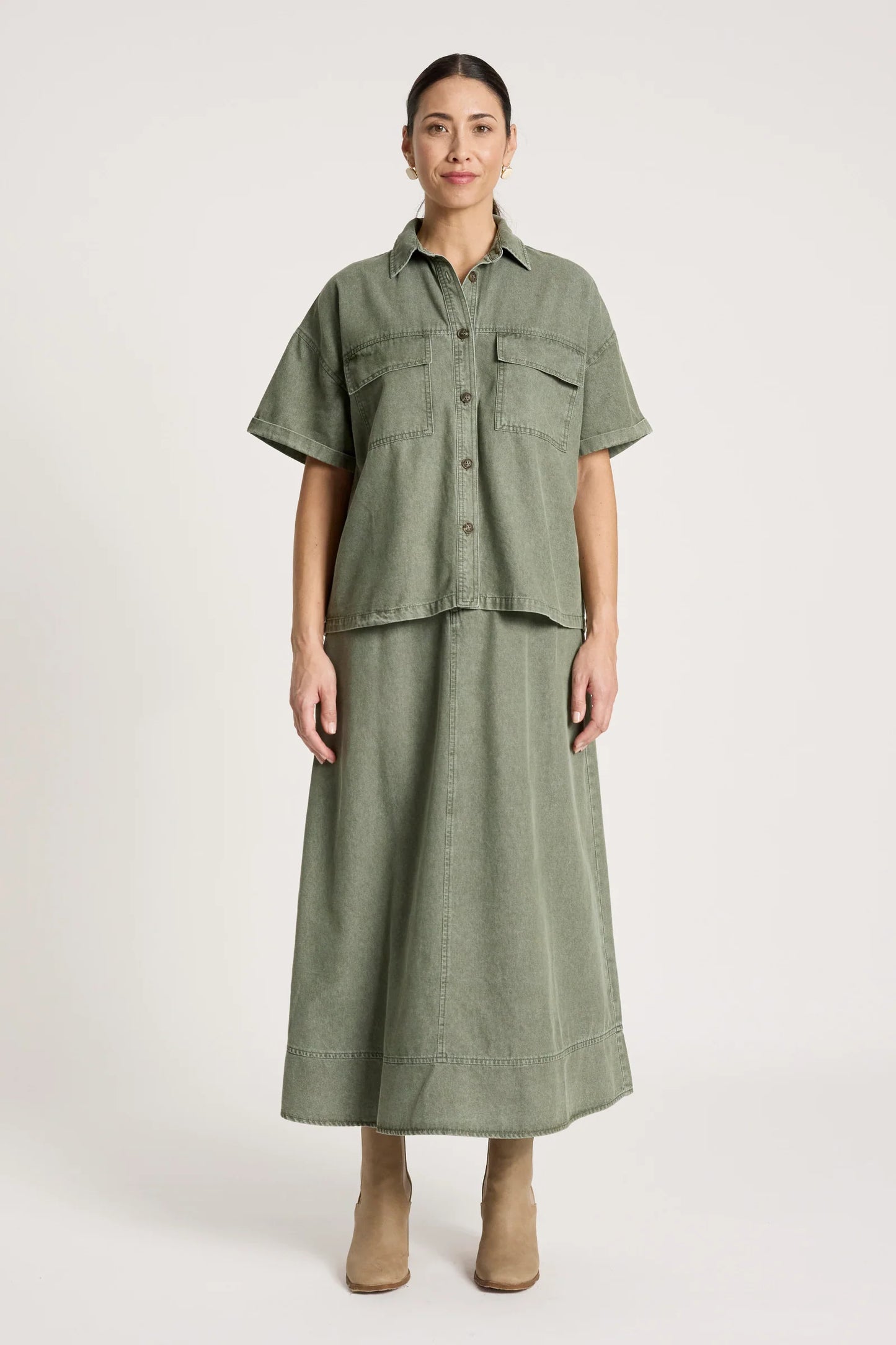 BODHI DENIM SHIRT - OLIVE by Eb&ive