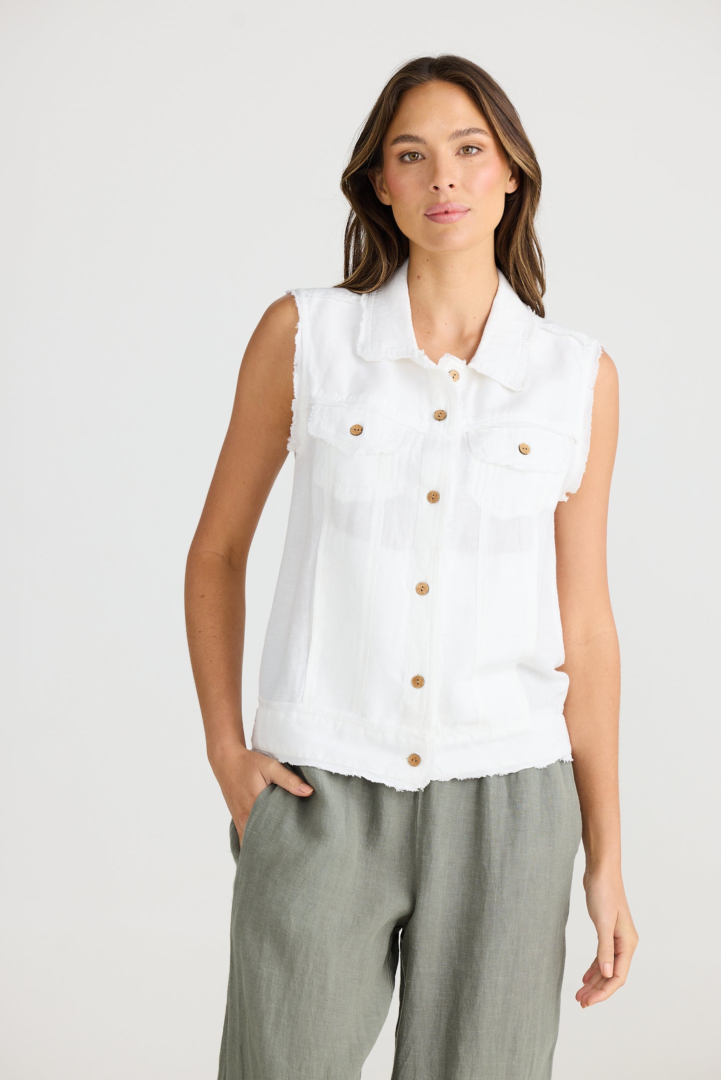 The Shanty Monza Vest - White Linen