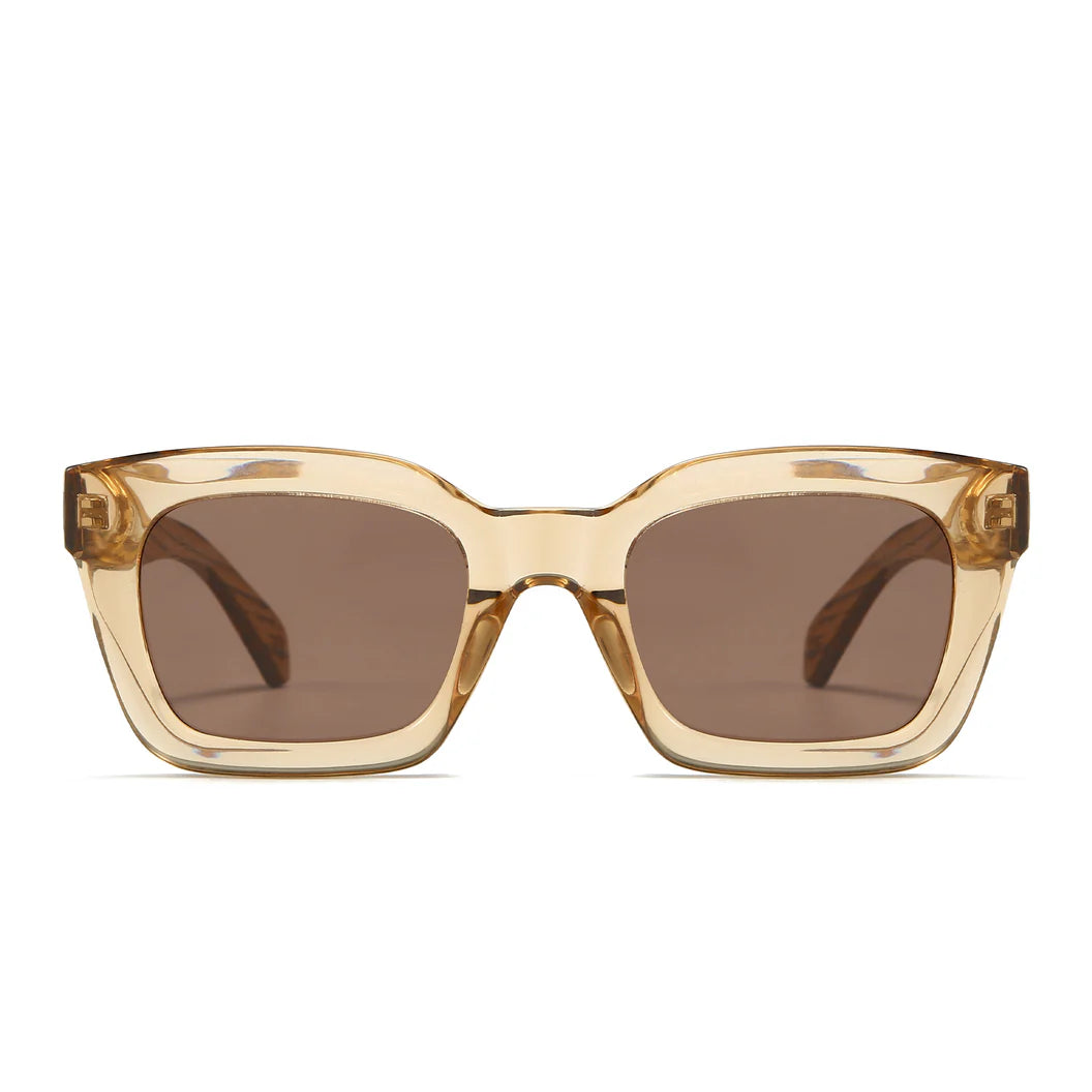 ZAHRA CHAMPAGNE Brown Polarised Lens Walnut Arms Sunglasses by Soek