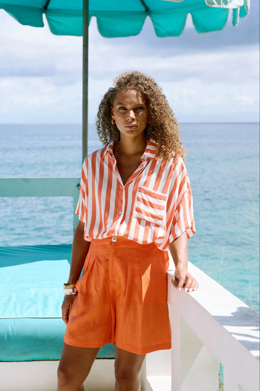 TREVILLE STRIPE SHIRT - CORAL by eb&ive