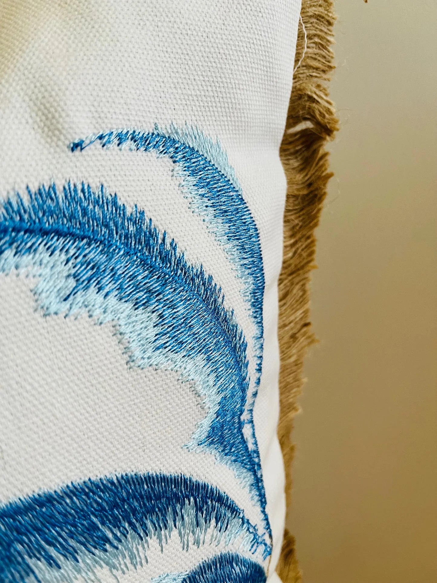 Palm Coast Embroidered Cushion - Blue