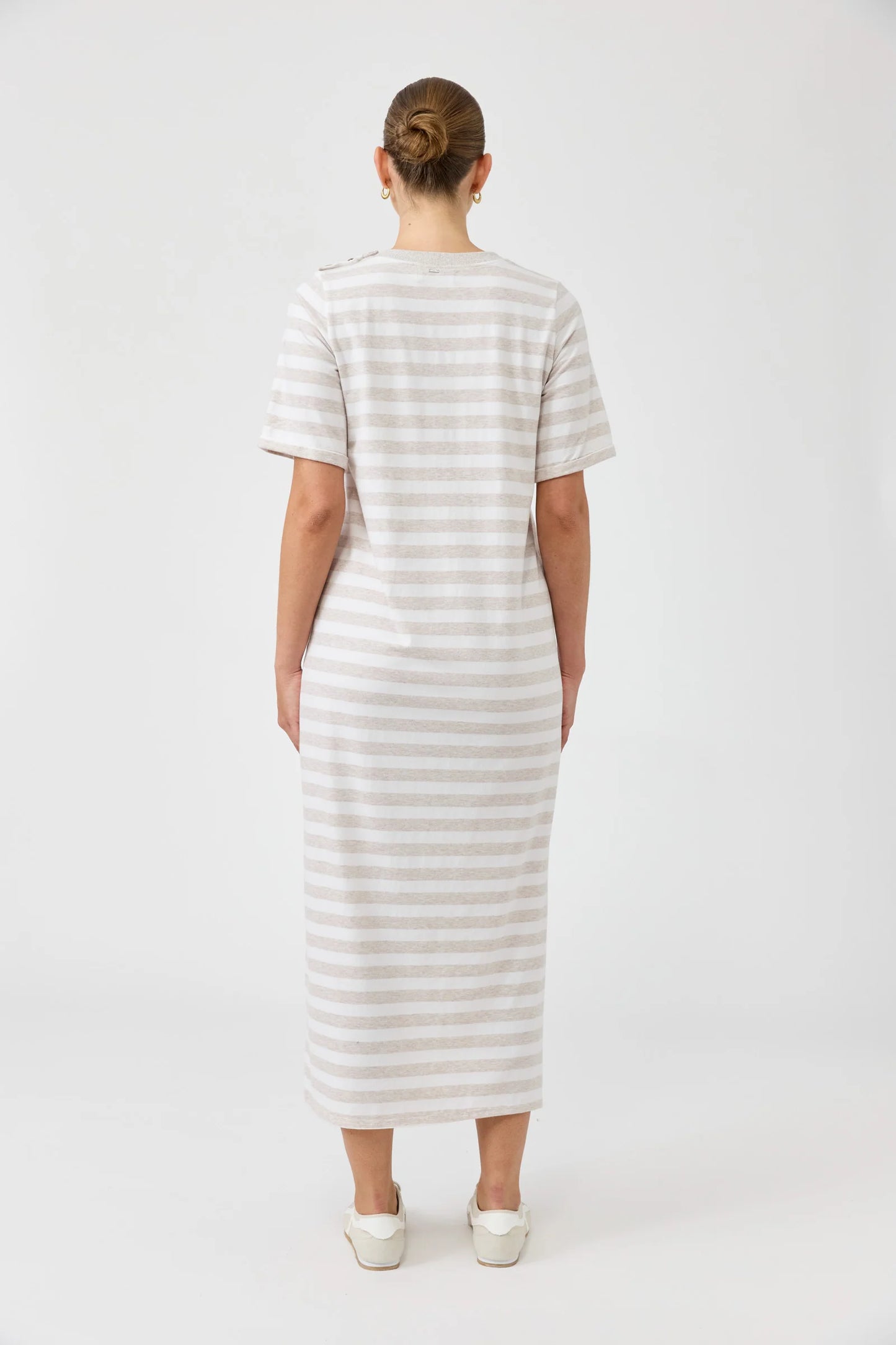 STUDIO STRIPE TSHIRT DRESS - STONE by eb&ive