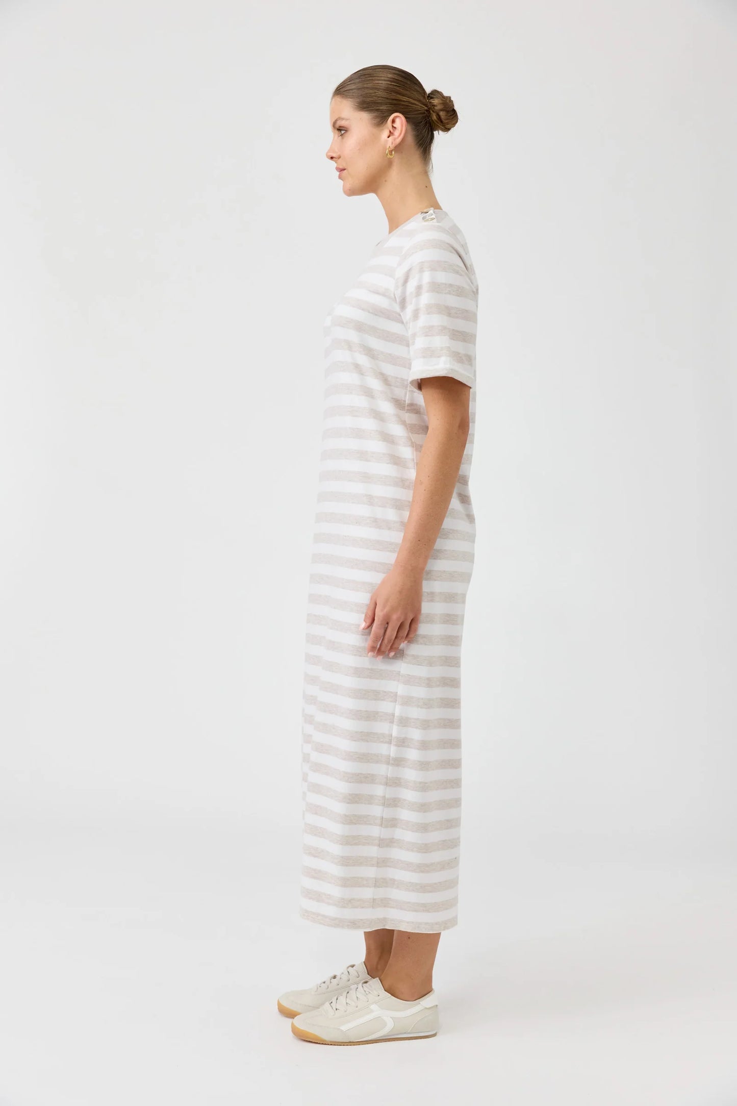 STUDIO STRIPE TSHIRT DRESS - STONE by eb&ive