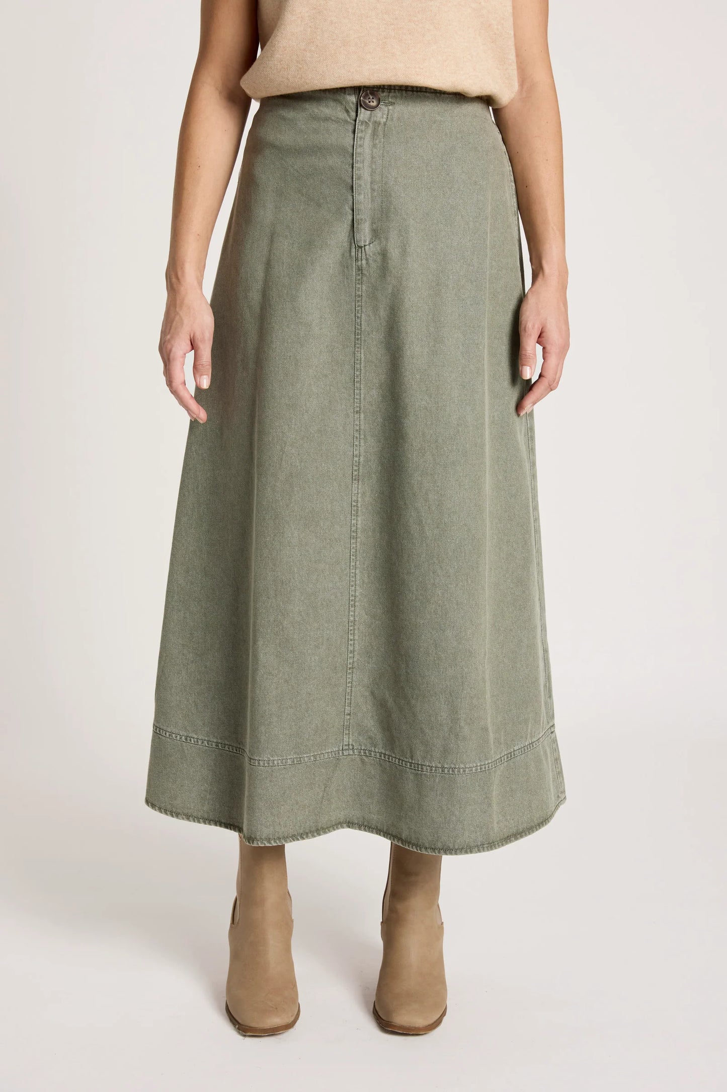 BODHI DENIM SKIRT - OLIVE by Eb&ive