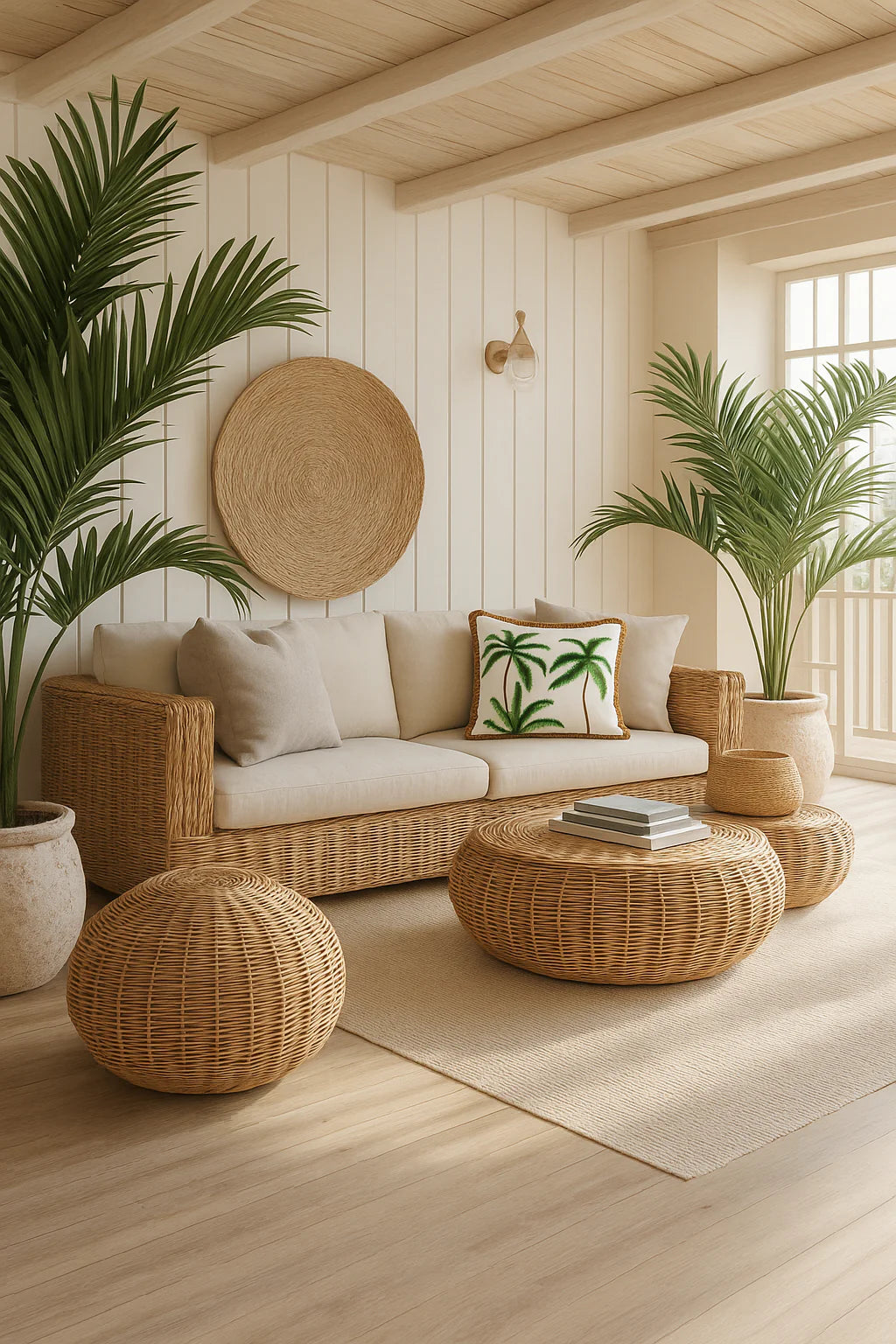 Palm Coast Embroidered Cushion - Green