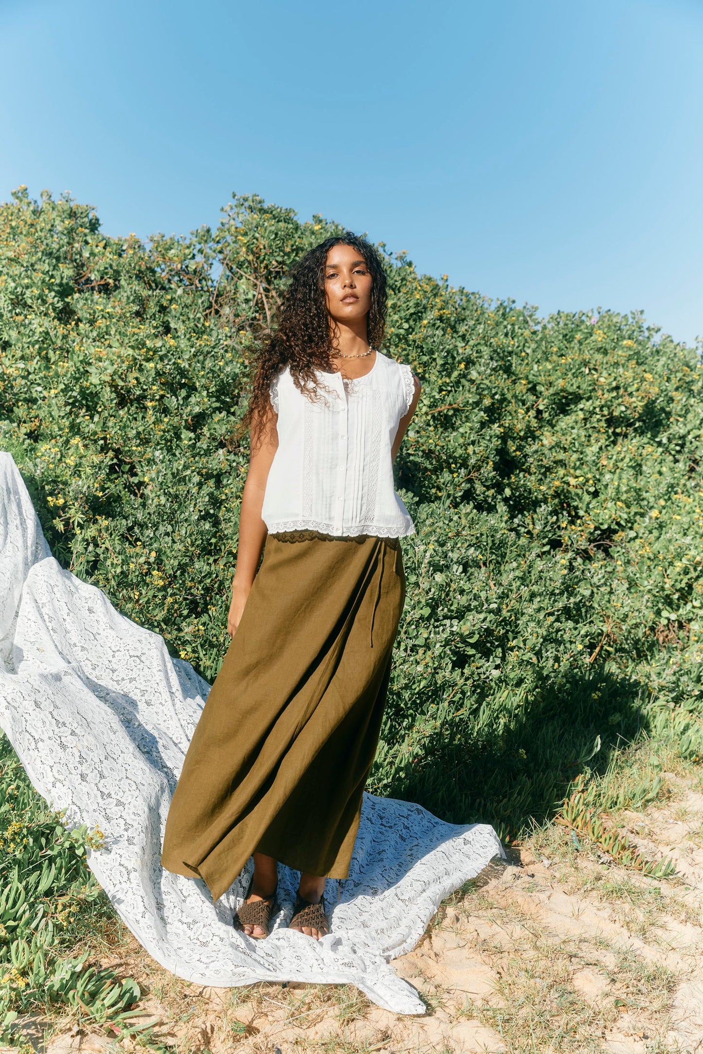 Anita Wrap Skirt - Olive by isle of mine