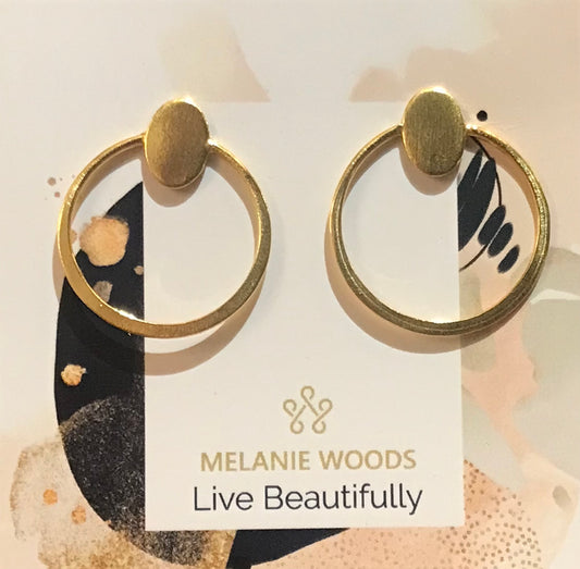 Euro Gold Oval Loop Stud Earrings by Melanie Woods