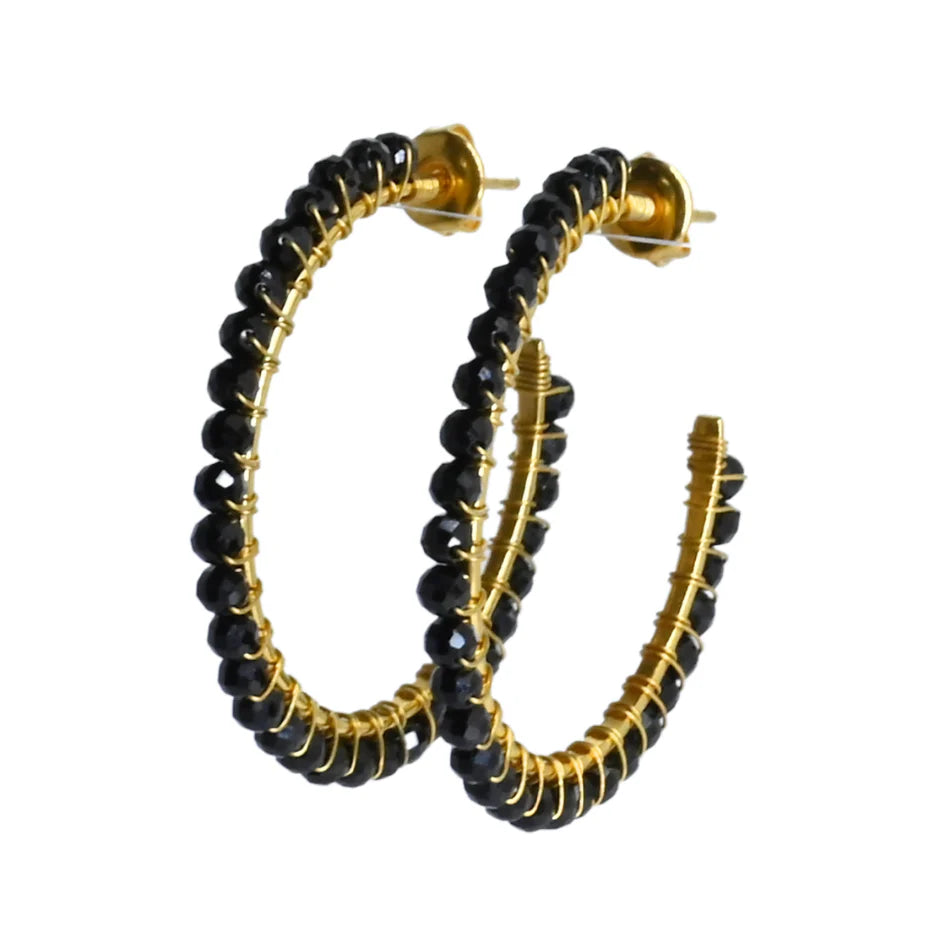 Euro Gold Onyx Gemstone Stud Earrings by Melanie Woods