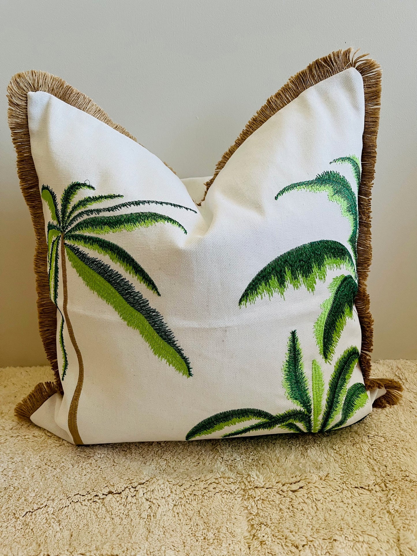 Palm Coast Embroidered Cushion - Green