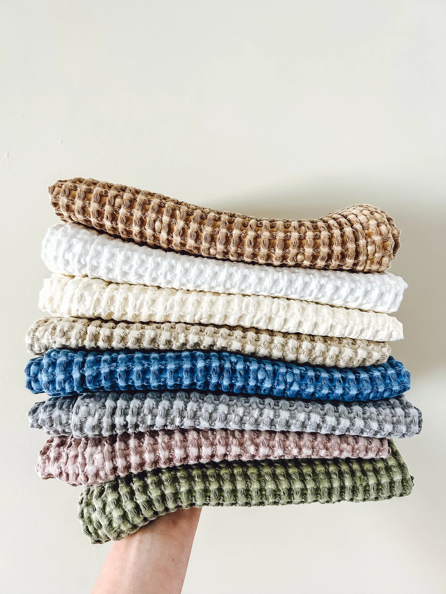 100% Organic Cotton Rustic Waffle Tea Towel Extra Large - Light Olive
