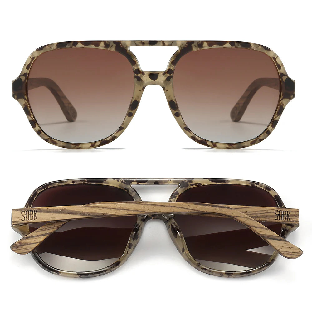 BILLY OPAL TORT Brown Gradient Lens Walnut Wood Arms by Soek