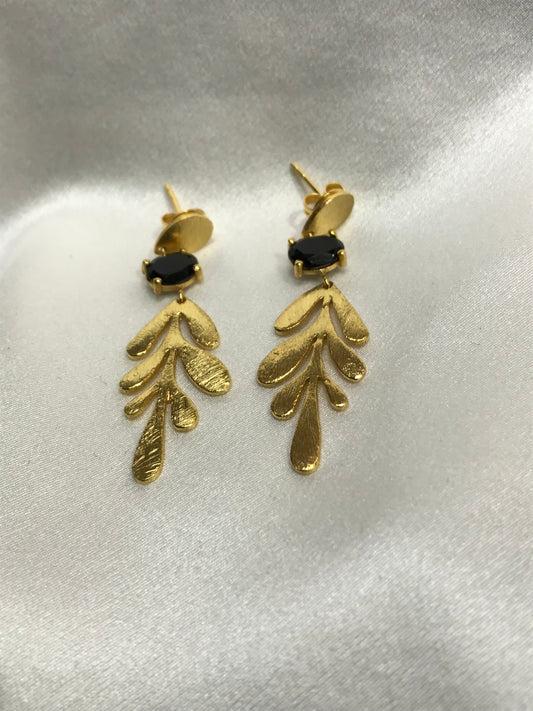 Euro Gold Leaf Earrings- Assorted Gemstones by Melanie Woods