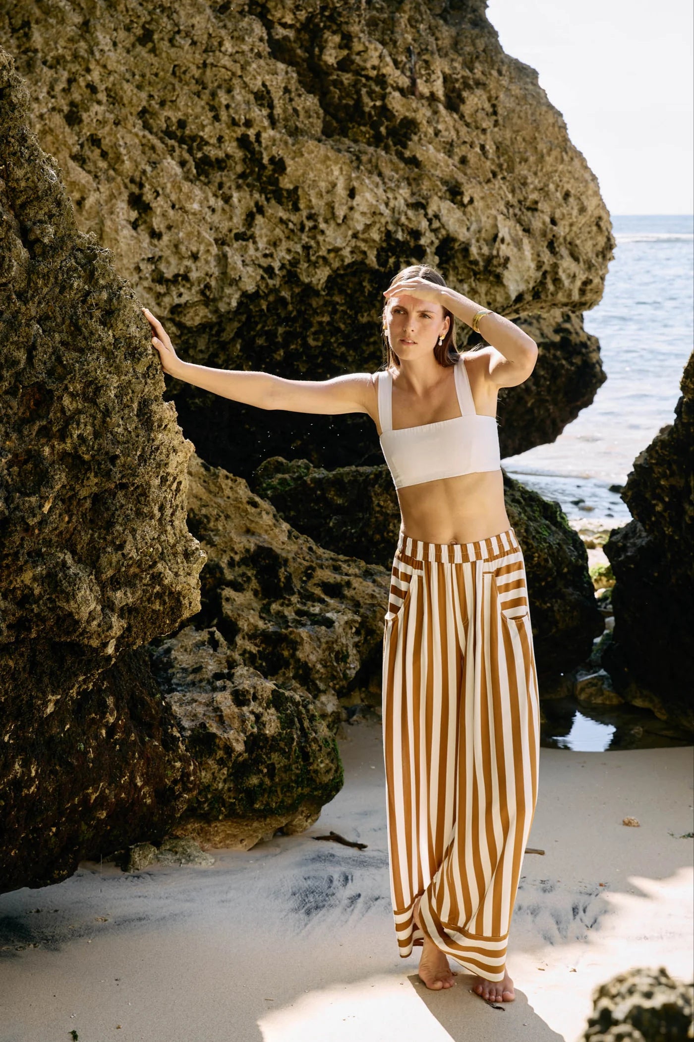 TREVILLE STRIPE PANT - CARAMEL by eb&ive