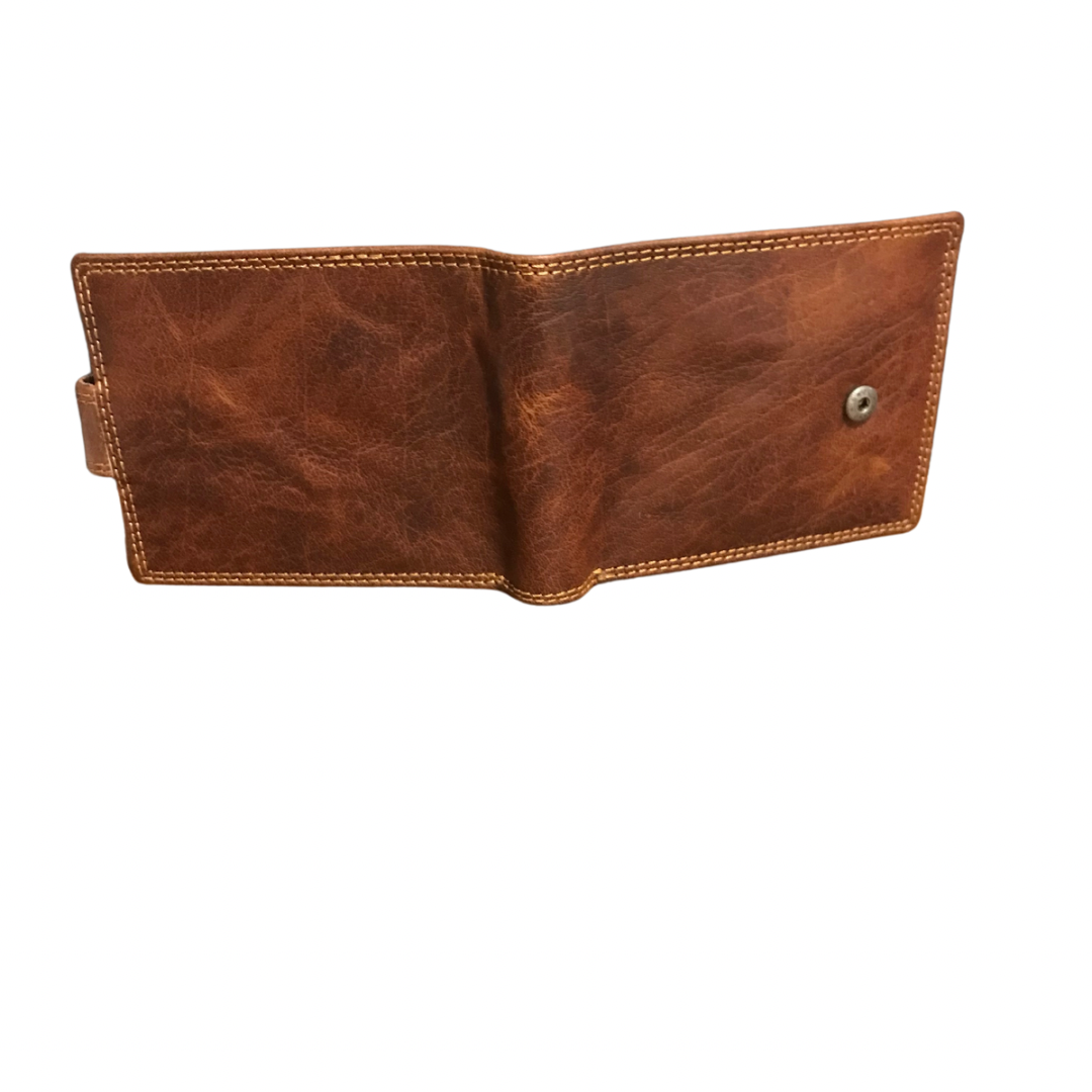 Rugged Hide Men’s Leather Wallet- Luca in Brandy