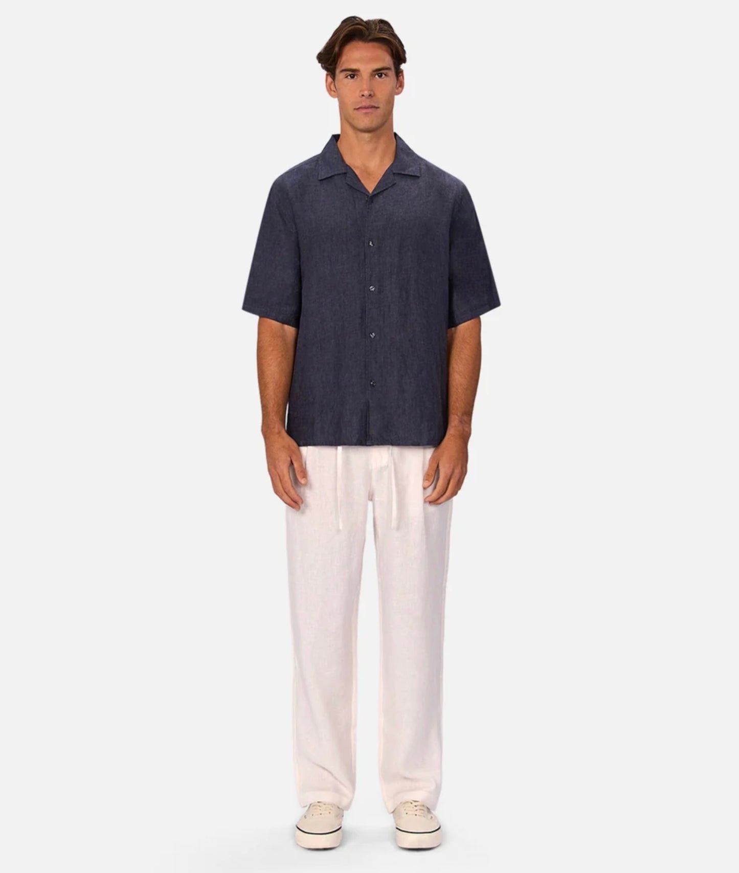 The St Martins Short Sleeve Linen Shirt - Denim by Industrie Clothing