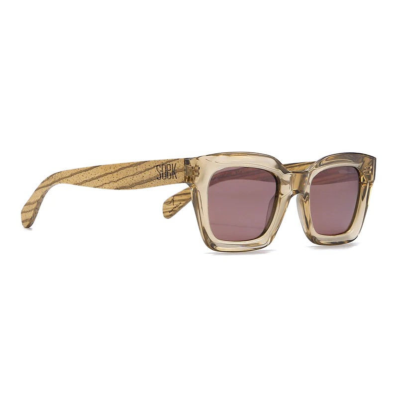 ZAHRA CHAMPAGNE Brown Polarised Lens Walnut Arms Sunglasses by Soek