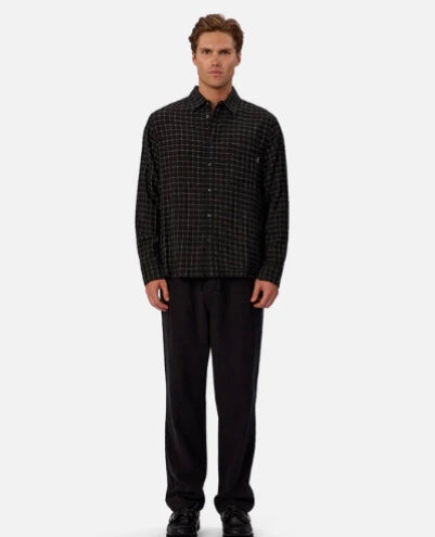 The Clairemont Long Sleeve Shirt - Charcoal / White by Industrie Clothing