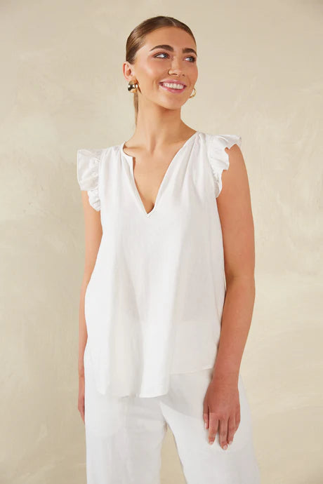 Florence Frill Tank by Haven - Bianco