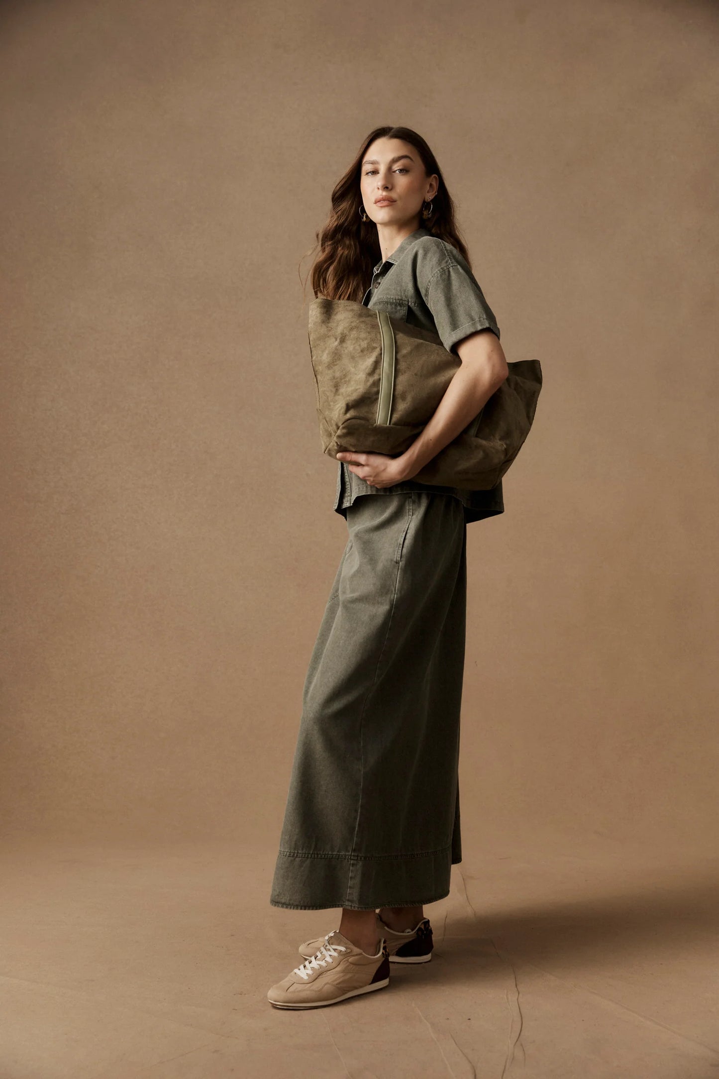 BODHI DENIM SKIRT - OLIVE by Eb&ive