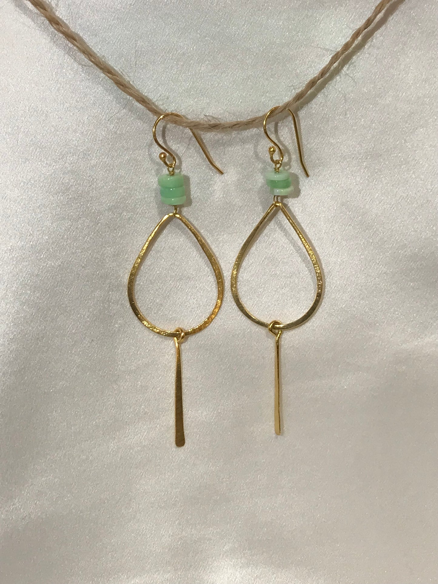 Green Quartz Euro Gold Earrings by Melanie Woods