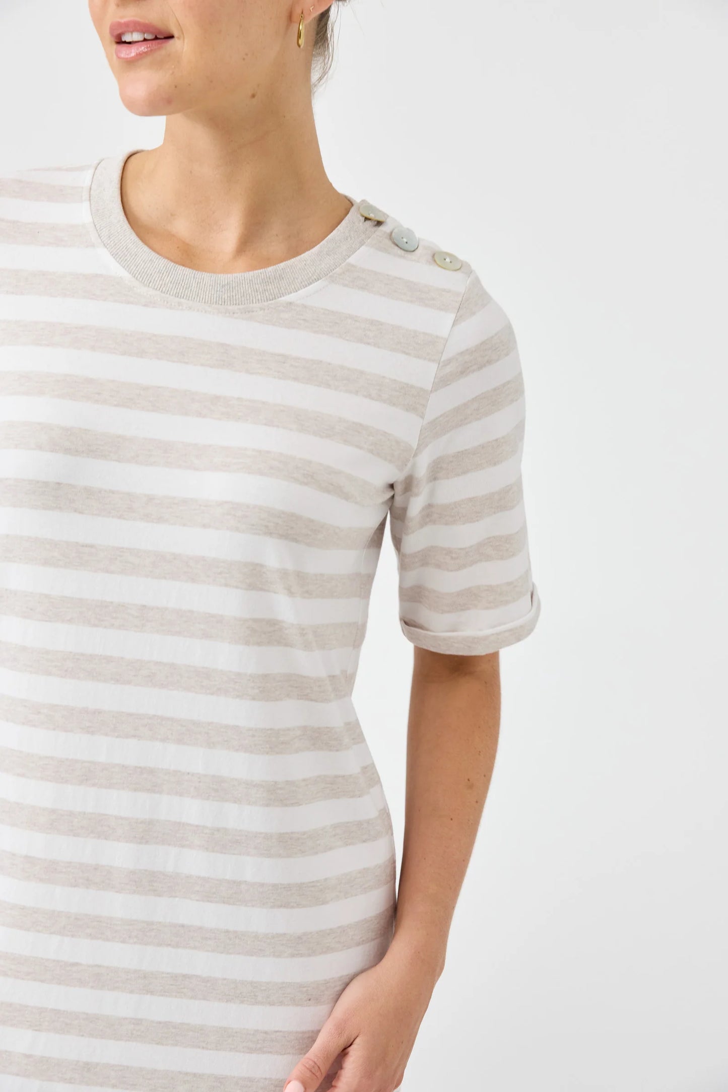 STUDIO STRIPE TSHIRT DRESS - STONE by eb&ive