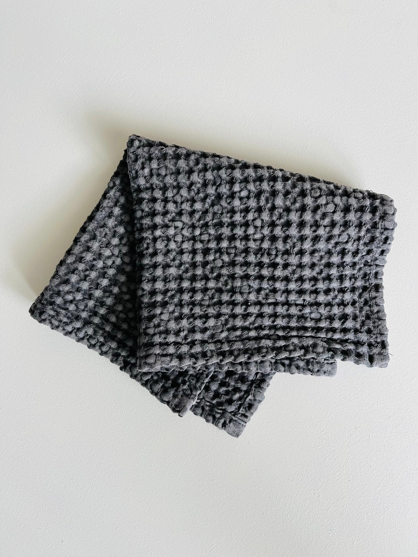 100% Organic Cotton Rustic Waffle Face Cloth - Charcoal