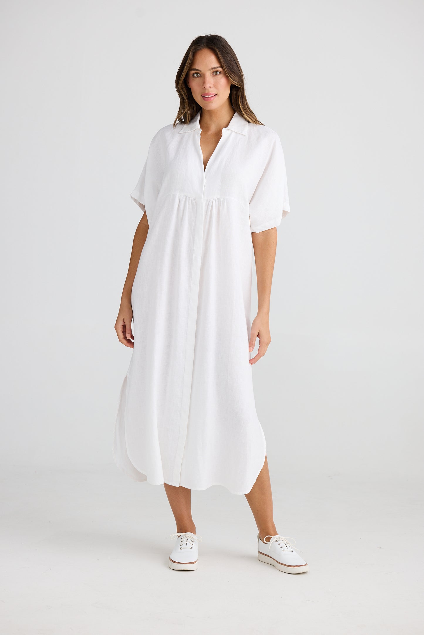 Wander Dress White Linen by The Shanty