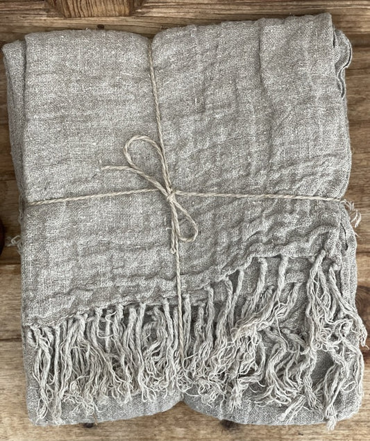 Angaston Handloomed Linen Bed Throw 150 x 220cm Natural