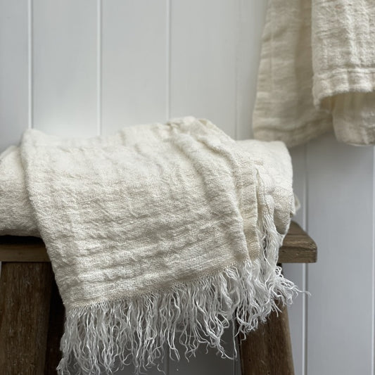 Angaston Handloomed Linen Hand Towel 50 x 80cm Ivory