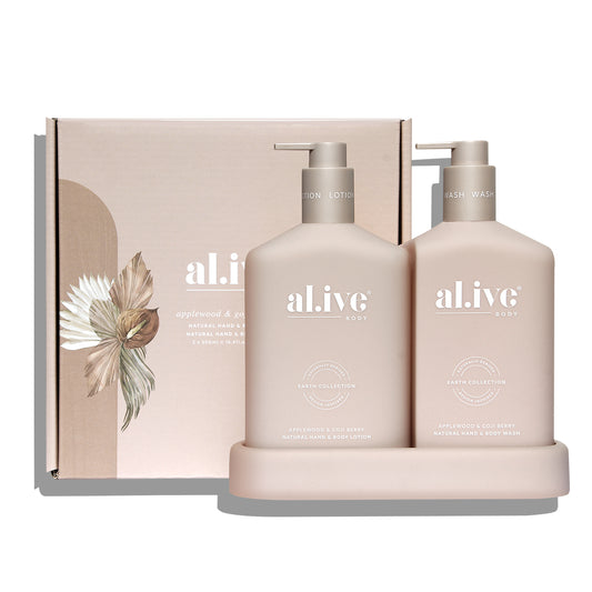 Alive Body Wash & Lotion Duo + Tray - Applewood & Goji Berry