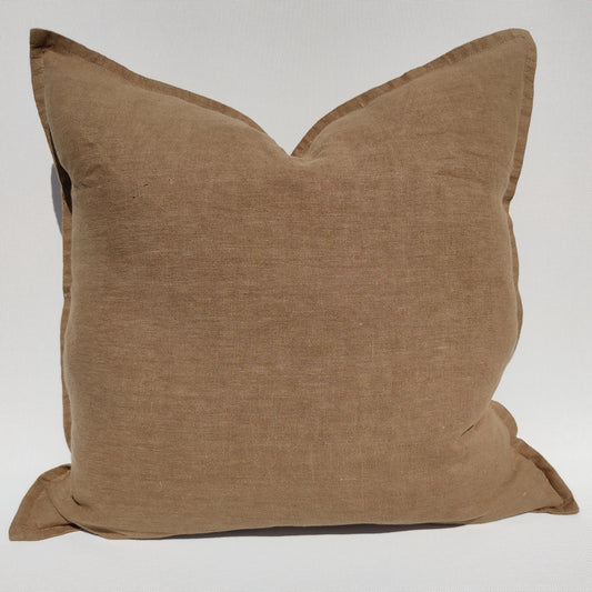 Cushion - Reims Stonewashed Heavy Weight French Linen Cushion Feather Filled - Stone