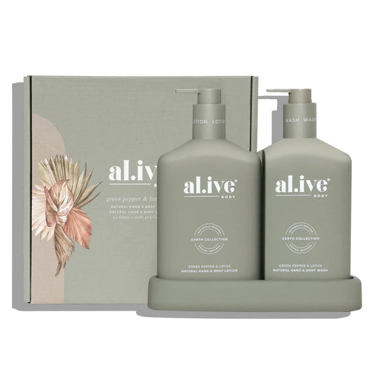 Alive Body Body Wash & Lotion Duo + Tray - Green Pepper & Lotus