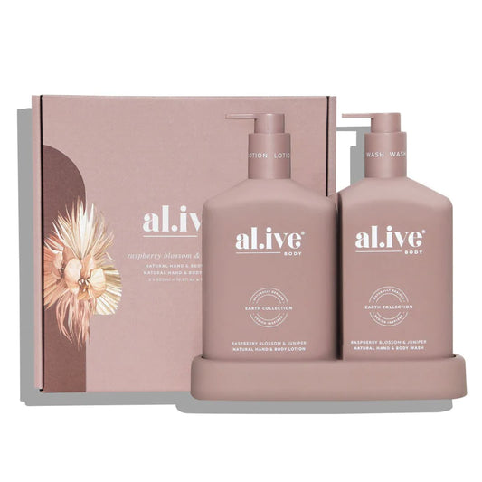 Alive Body Body Wash & Lotion Duo + Tray - Raspberry Blossom & Juniper