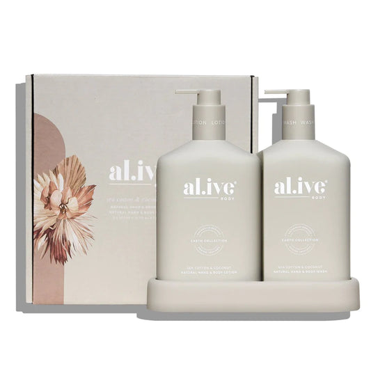 Alive Body Body Wash & Lotion Duo + Tray - Sea Cotton & Coconut